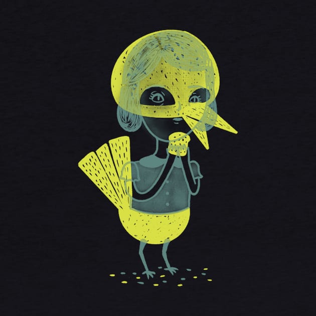 Bird girl offering bread by obsession tees